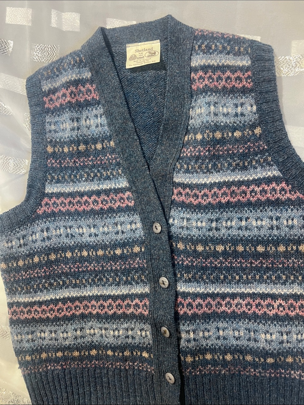 Vintage Edinburgh Woollen Mill Shetland Wool Fair Isle Vest Men’s M Women’s L